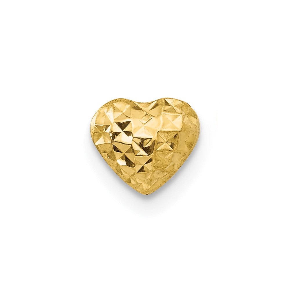 Single 14K Diamond Cut Puffed Heart Post Stud Earring