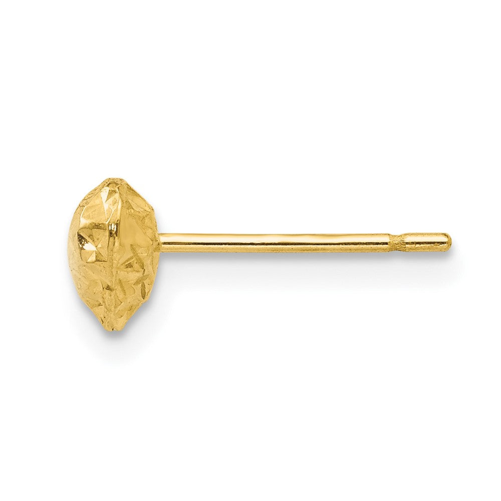 Single 14K Diamond Cut Puffed Heart Post Stud Earring