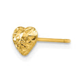 Single 14K Diamond Cut Puffed Heart Post Stud Earring