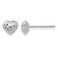 14K White Gold Diamond Cut Puffed Heart Post Stud Earrings
