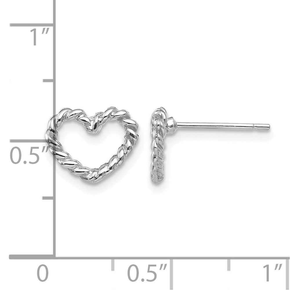 14k White Gold Heart Post Earrings