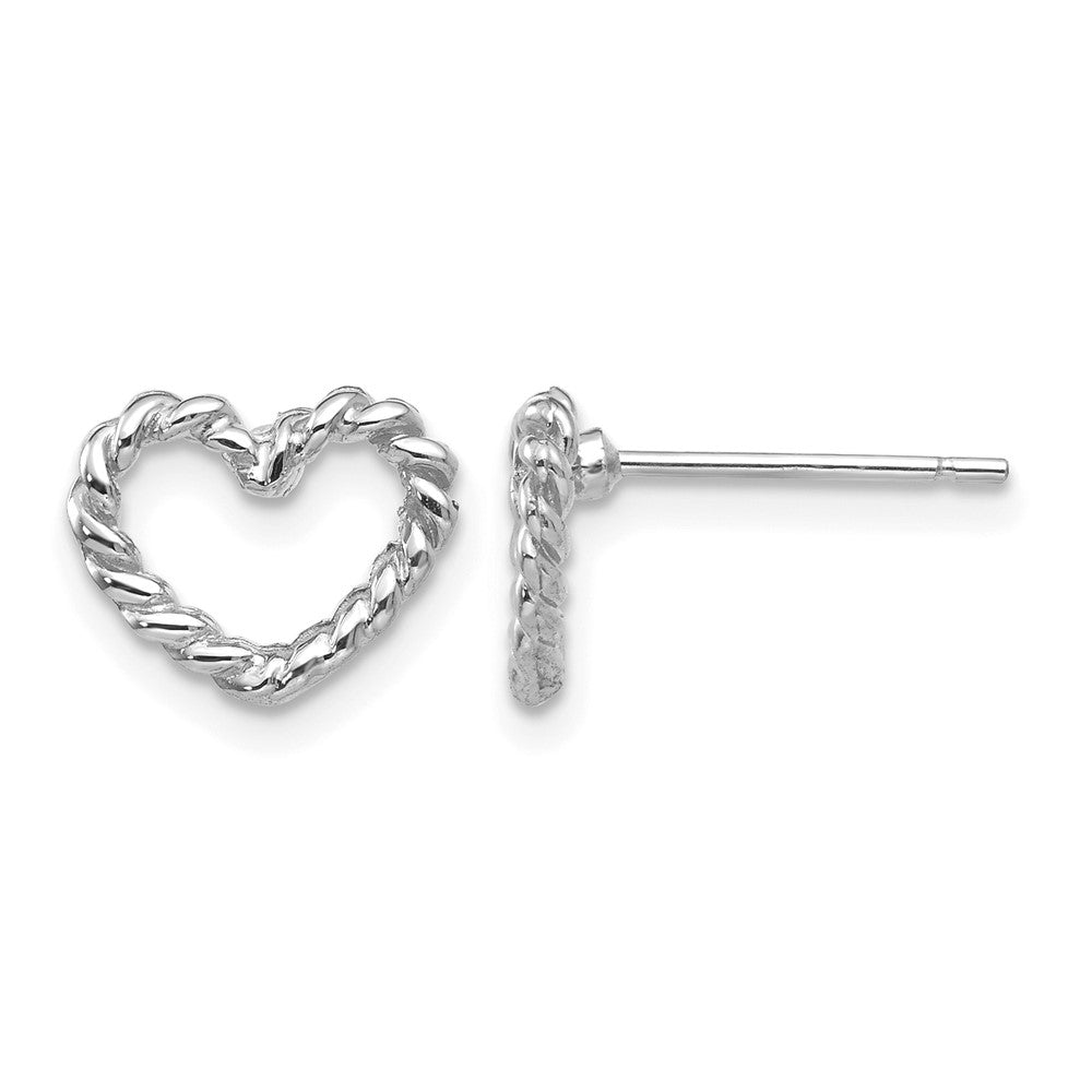 14k White Gold Heart Post Earrings