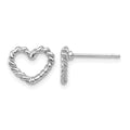 14k White Gold Heart Post Earrings