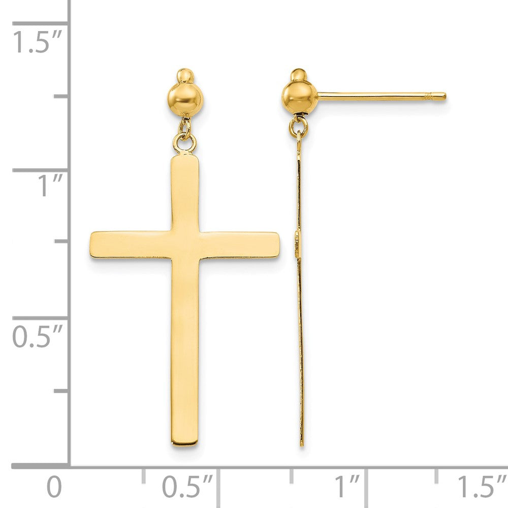 14K Cross Dangle Post Earrings