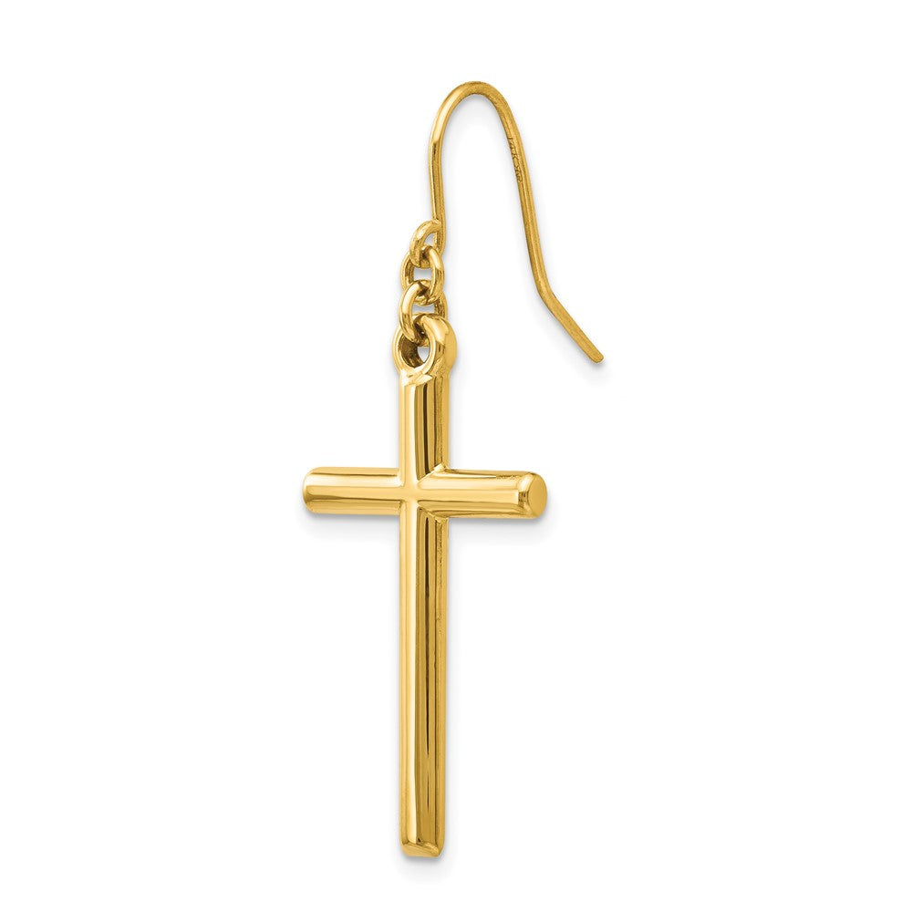 Single 14k Cross Shepherd Hook Dangle Earring