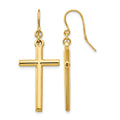 14k Cross Shepherd Hook Dangle Earrings