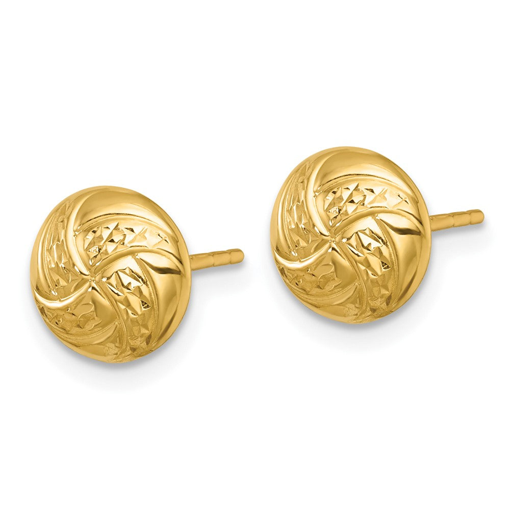 14k Polished Textured Post Earrings