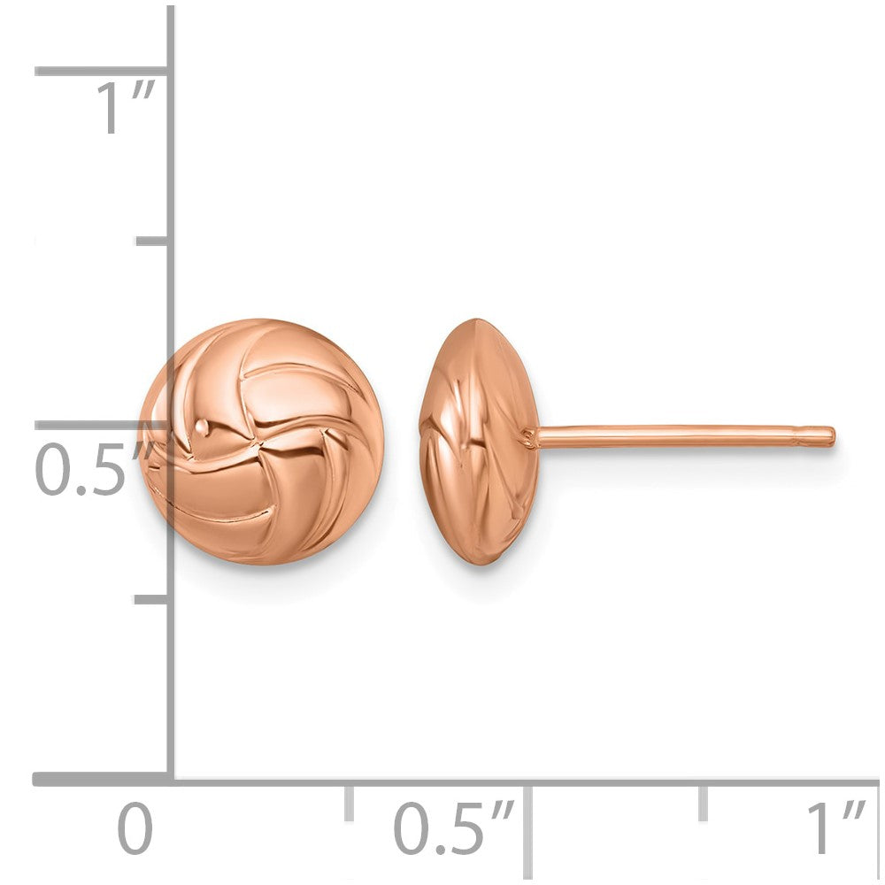 14k Rose Gold Polished Textured Post Earrings