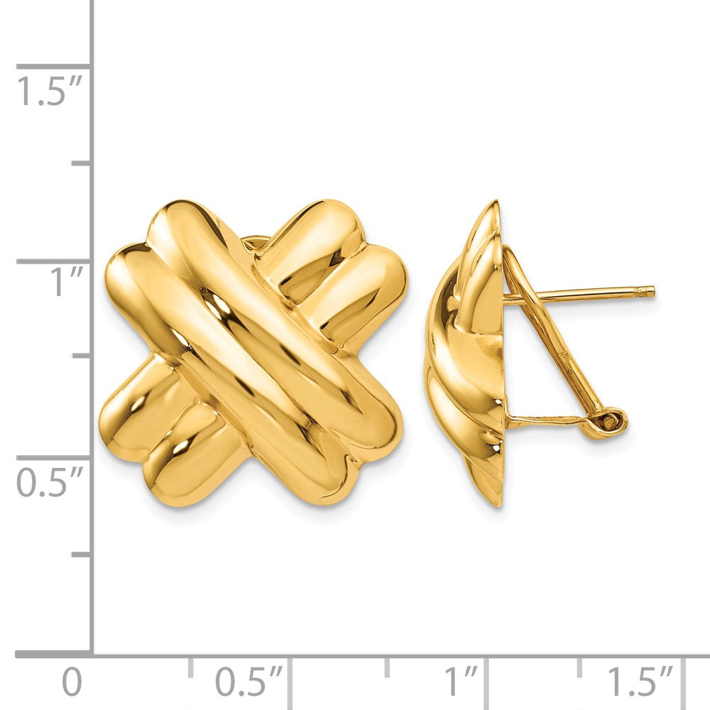 14k Polished X Omega Back Post Earrings