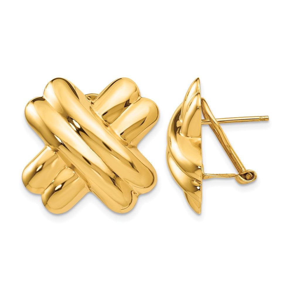 14k Polished X Omega Back Post Earrings