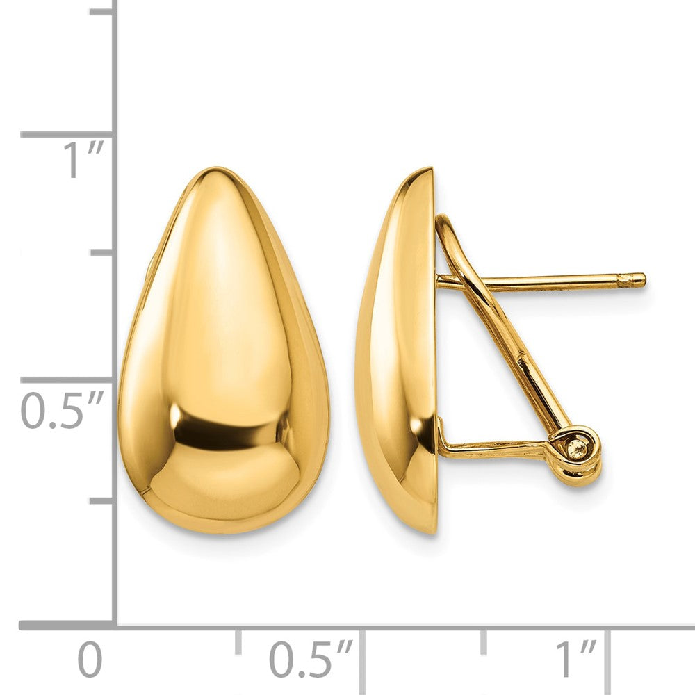 14k Polished Teardrop Omega Back Post Earrings