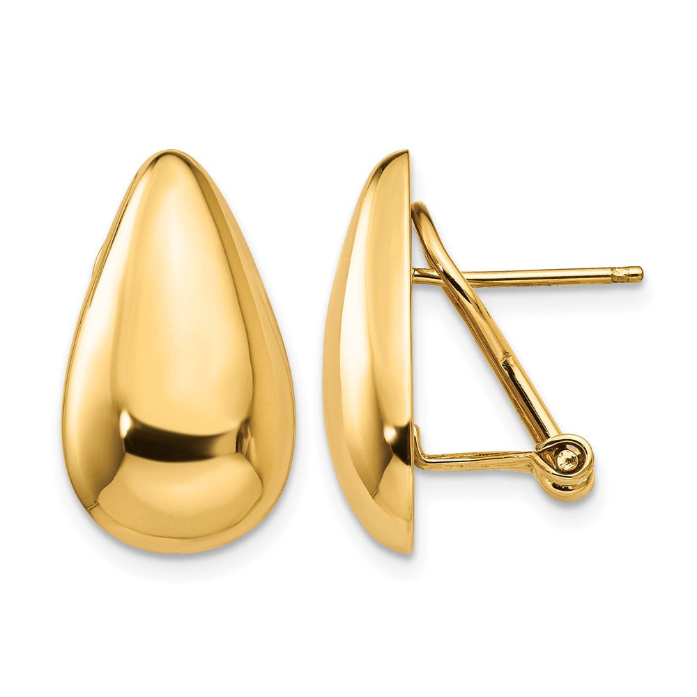 14k Polished Teardrop Omega Back Post Earrings