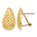 14k Polished Diagonal Teardrop Omega Back Post Earrings