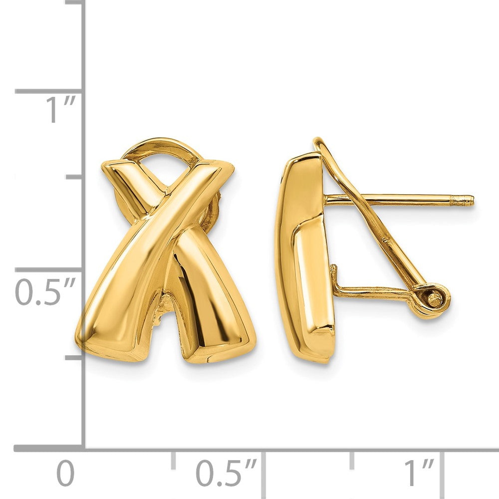 14k Polished X Omega Back Post Earrings