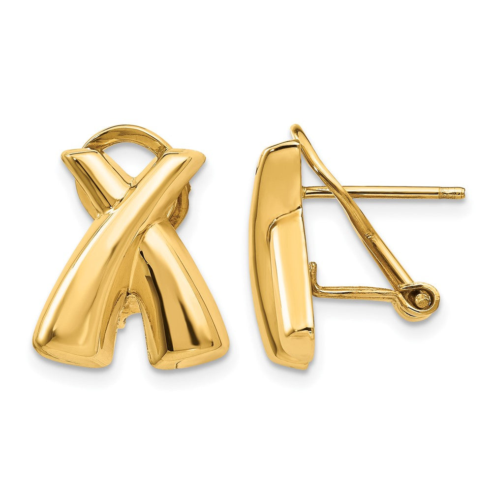 14k Polished X Omega Back Post Earrings