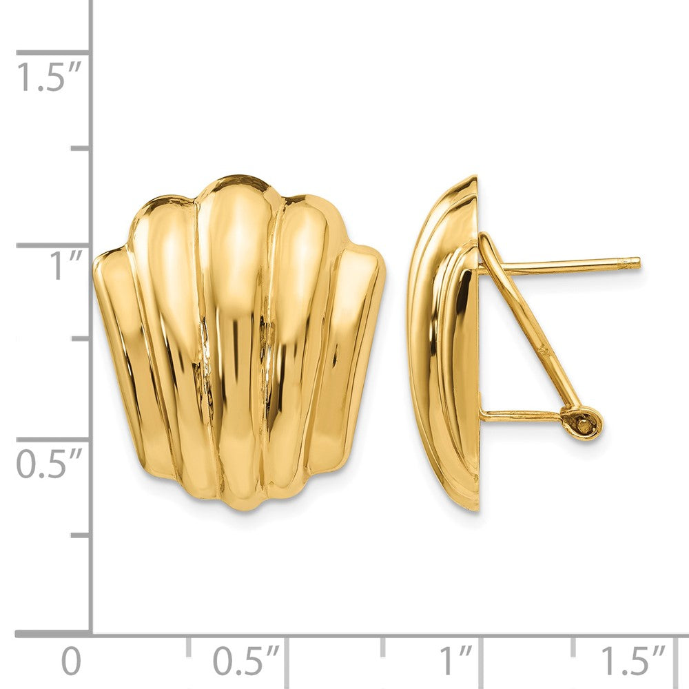 14k Polished Fancy Omega Back Post Earrings