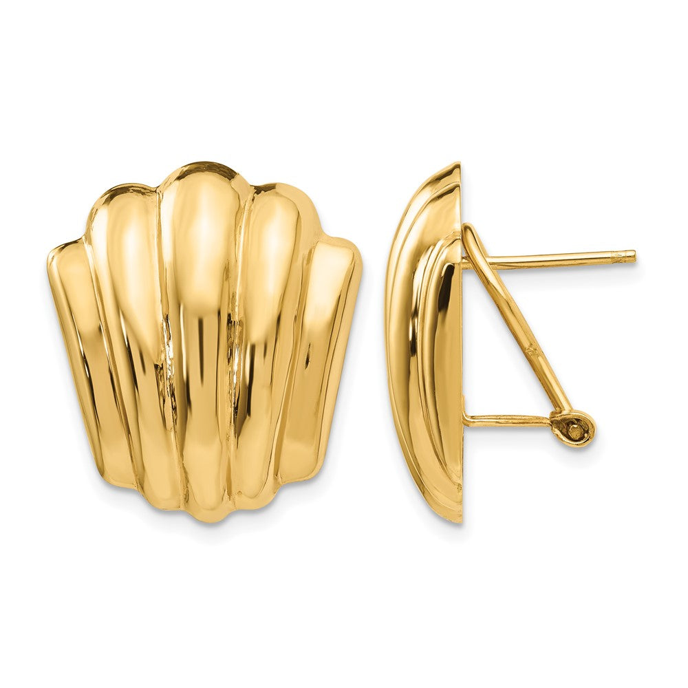 14k Polished Fancy Omega Back Post Earrings