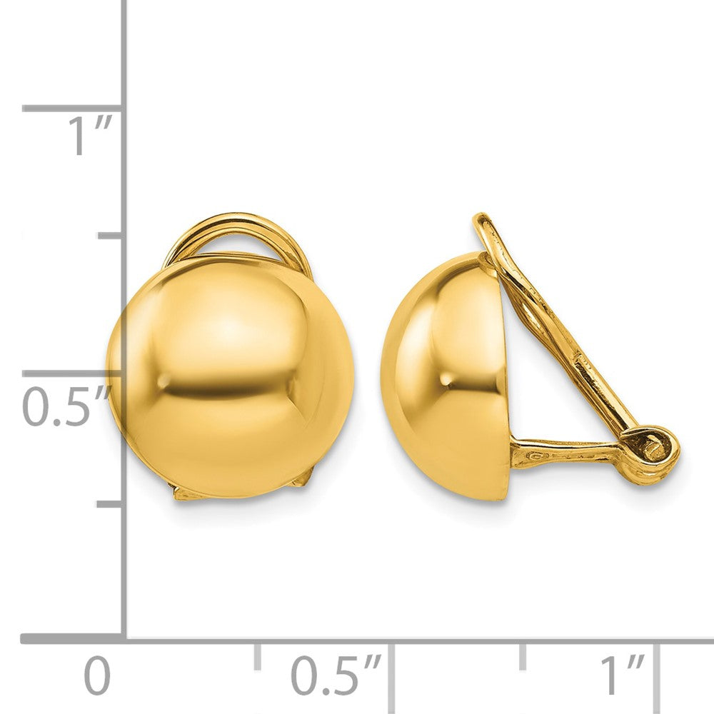 14k Non-pierced Half Ball Omega Back Earrings