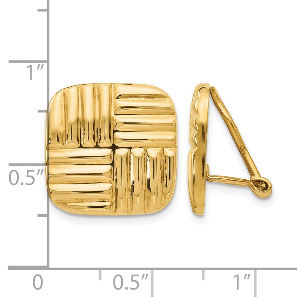 14k Non-pierced Basket weave Earrings