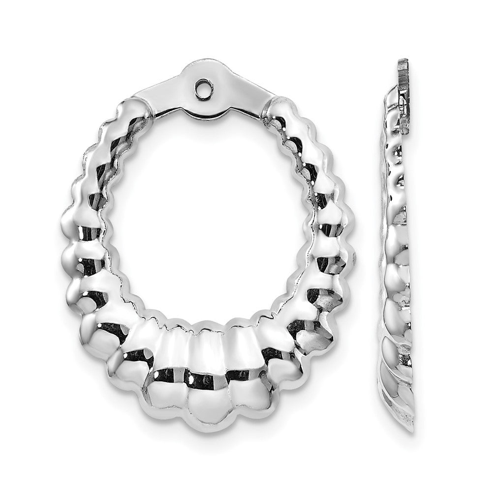 14k White Gold Scalloped Hoop Earring Jackets