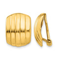 14k Polished Ribbed Non-pierced Omega Back Earrings