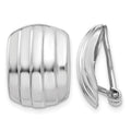 14k White Gold Polished Ribbed Non-pierced Omega Back Earrings