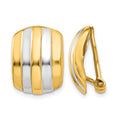 14k & Rhodium Ribbed Non-pierced Omega Back Earrings