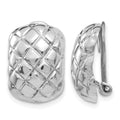 14k White Gold Polished Quilted Non-pierced Omega Back Earrings