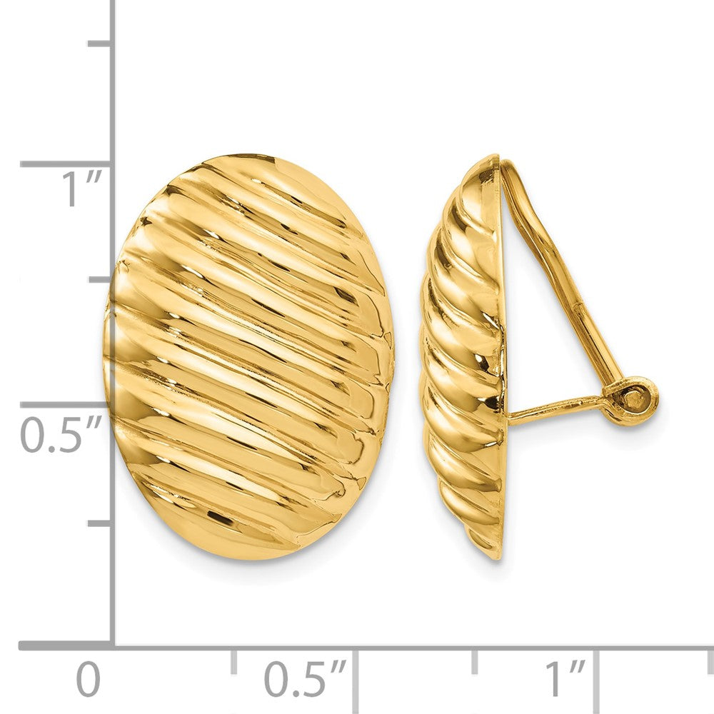 14k Polished Button Non-pierced Omega Back Earrings