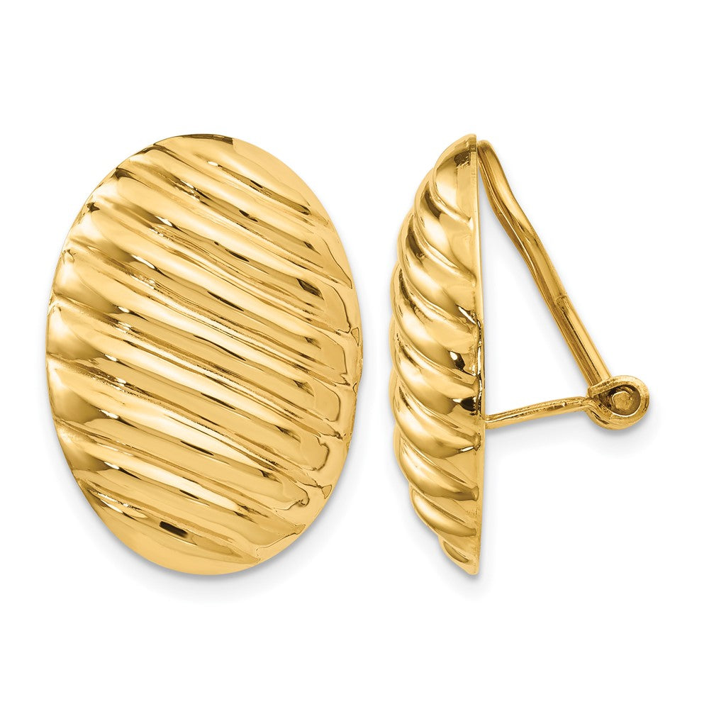 14k Polished Button Non-pierced Omega Back Earrings