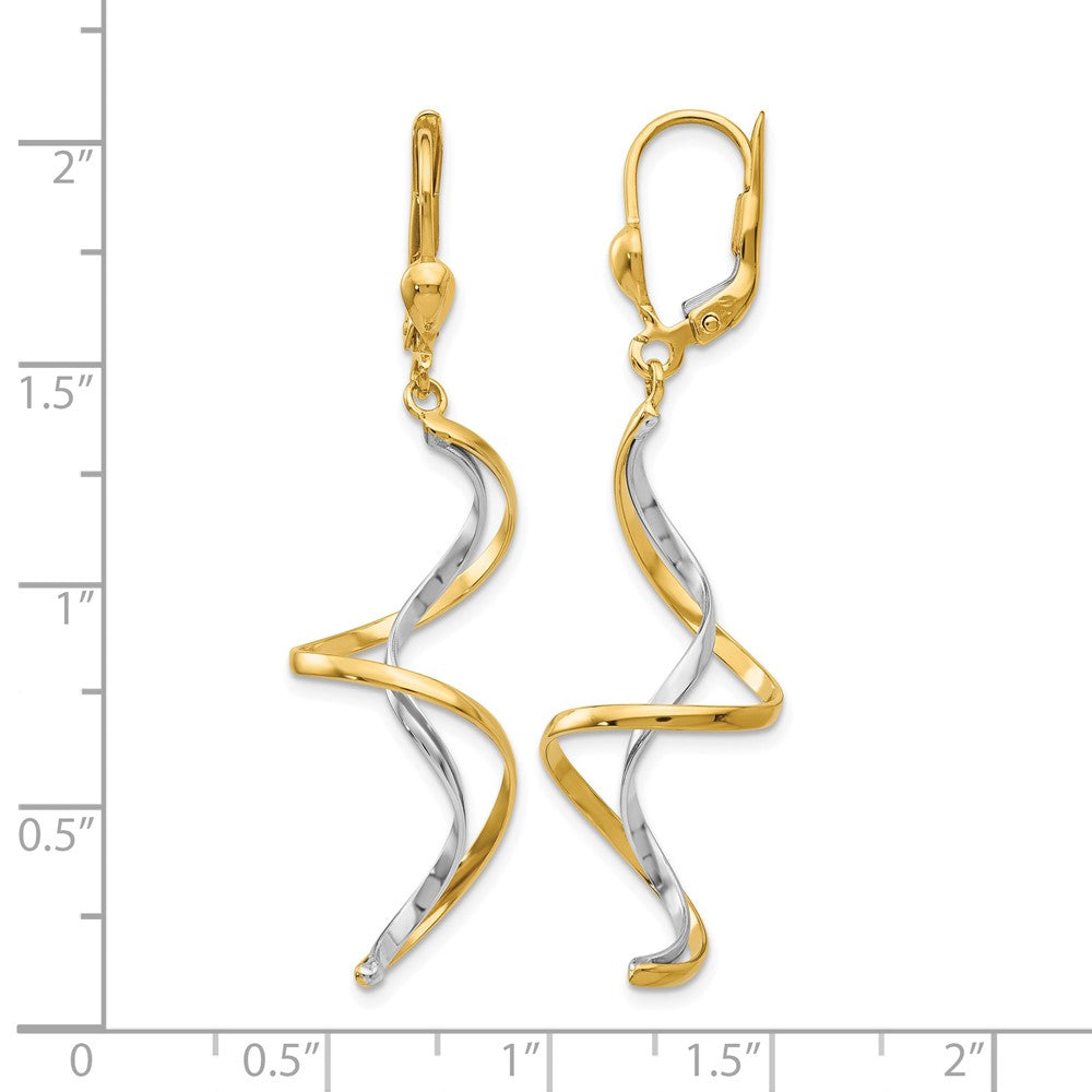 14k Two-tone Spiral Dangle Earrings