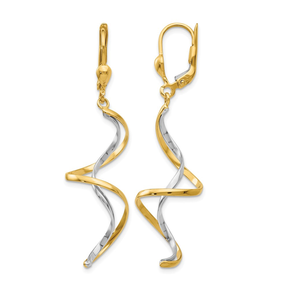 14k Two-tone Spiral Dangle Earrings