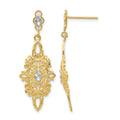 14k Rhodium Diamond-cut Filigree Earrings
