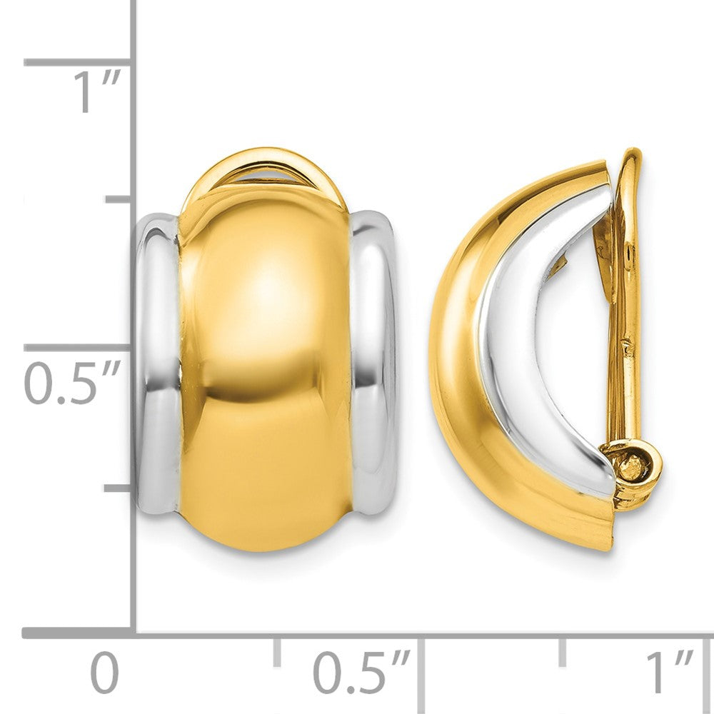 14k with Rhodium Omega Clip Non-pierced Earrings