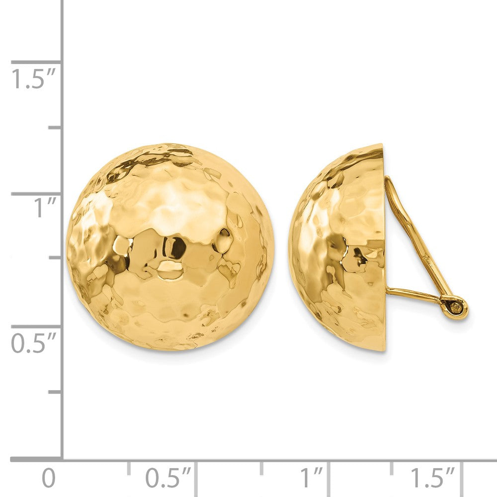 14k Omega Clip 20mm Hammered Non-pierced Earrings