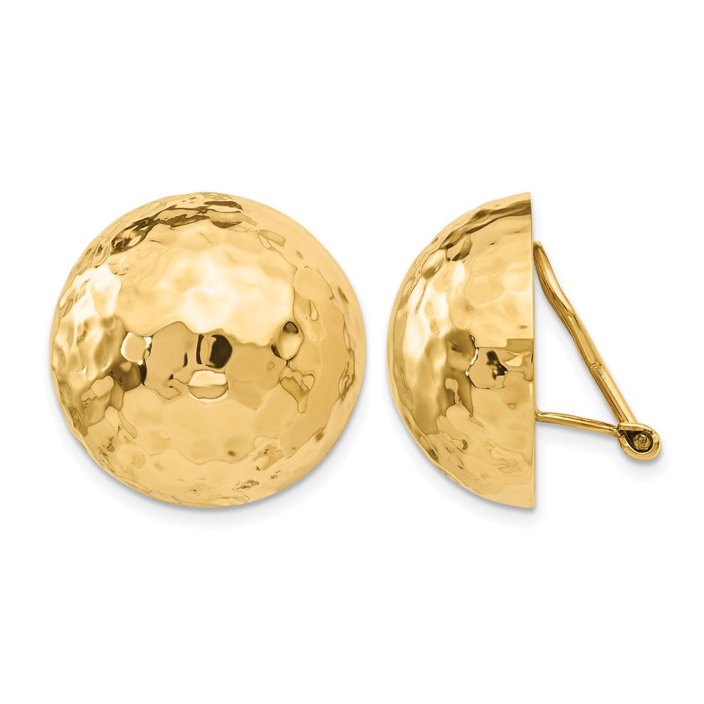 14k Omega Clip 20mm Hammered Non-pierced Earrings