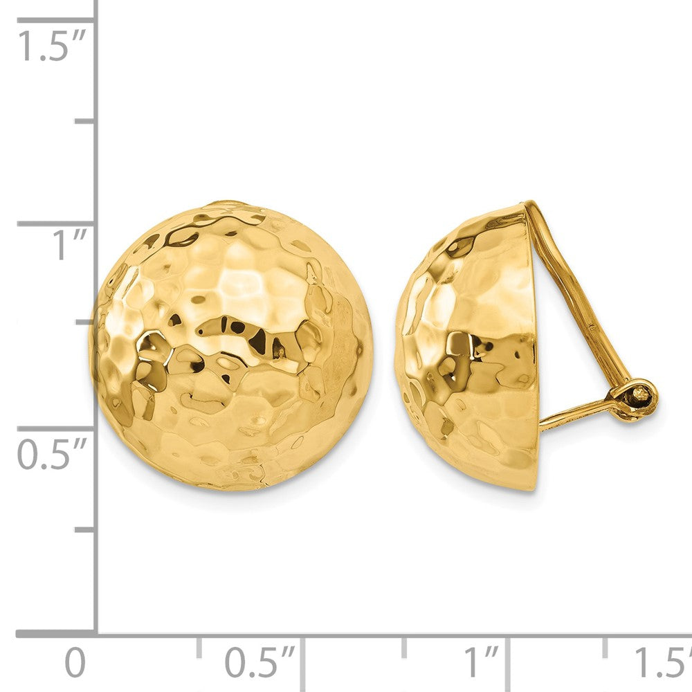 14k Omega Clip 18mm Hammered Non-pierced Earrings