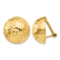 14k Omega Clip 18mm Hammered Non-pierced Earrings