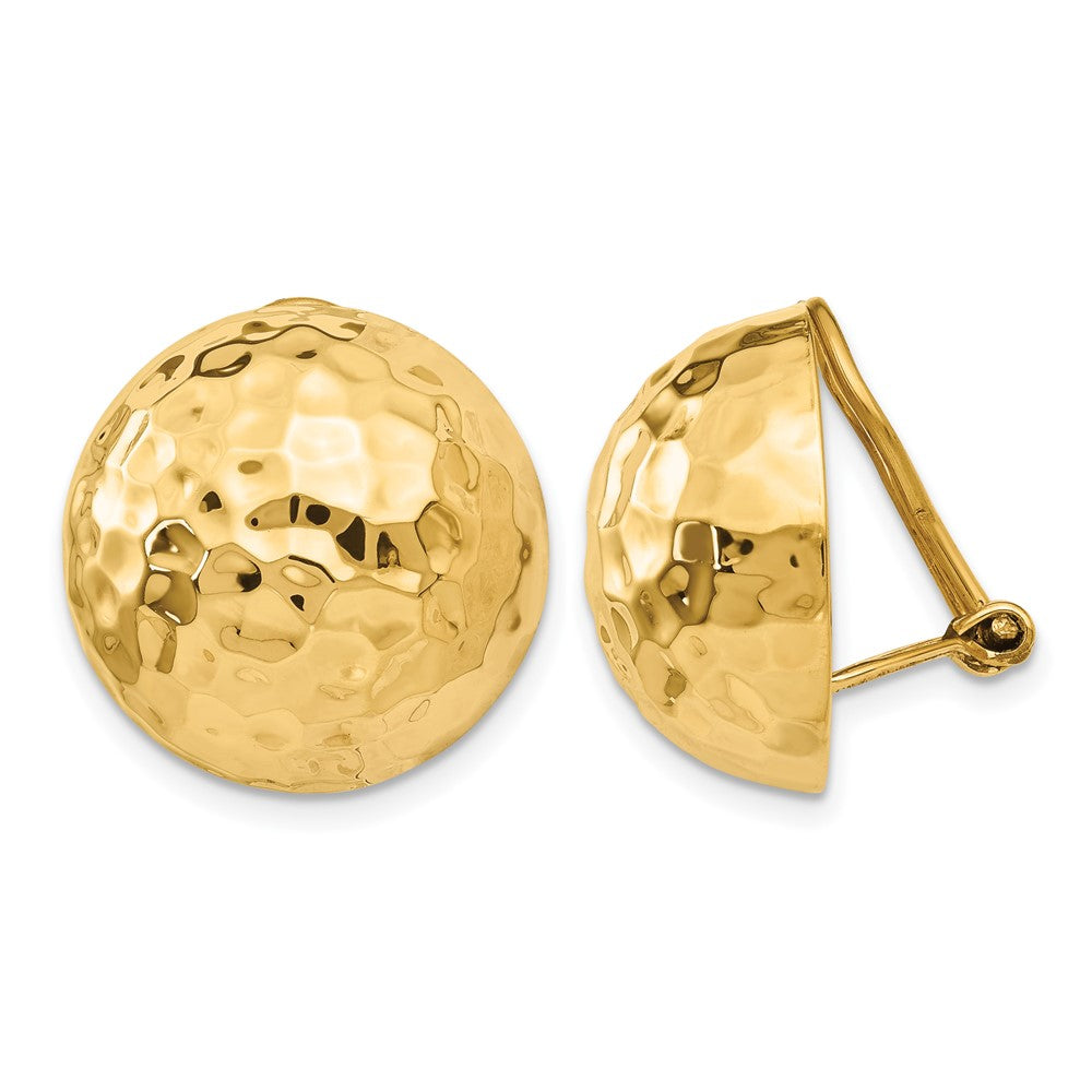 14k Omega Clip 18mm Hammered Non-pierced Earrings