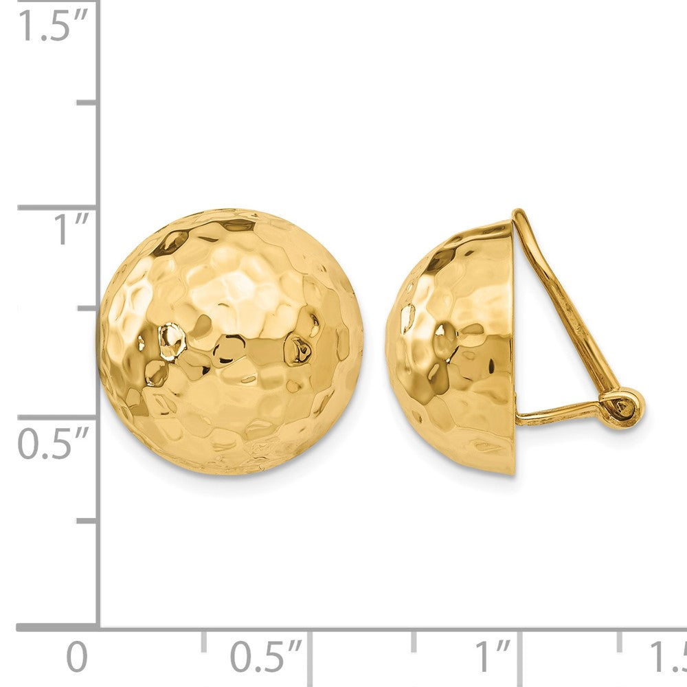 14k Omega Clip 16mm Hammered Non-pierced Earrings
