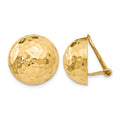 14k Omega Clip 16mm Hammered Non-pierced Earrings
