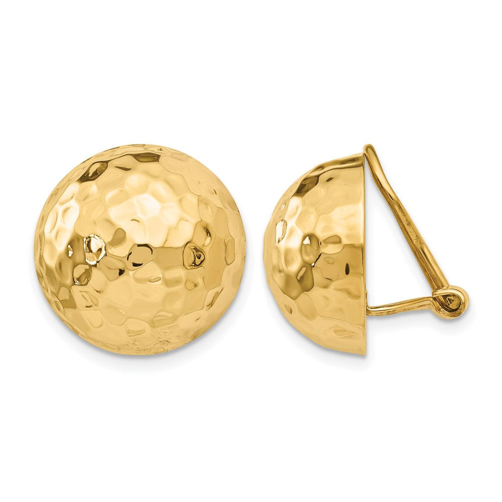 14k Omega Clip 16mm Hammered Non-pierced Earrings