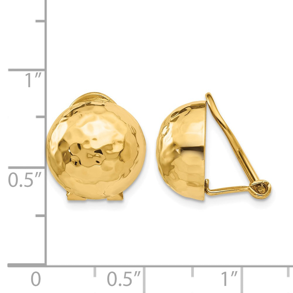 14k Omega Clip 12mm Hammered Non-pierced Earrings