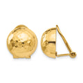 14k Omega Clip 12mm Hammered Non-pierced Earrings