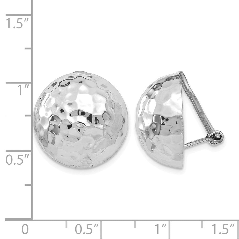 14k White Gold 18mm Hammered Non-pierced Earrings