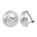 14k White Gold 18mm Hammered Non-pierced Earrings