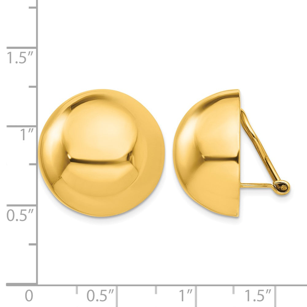 14k Omega Clip 20mm Half Ball Non-pierced Earrings