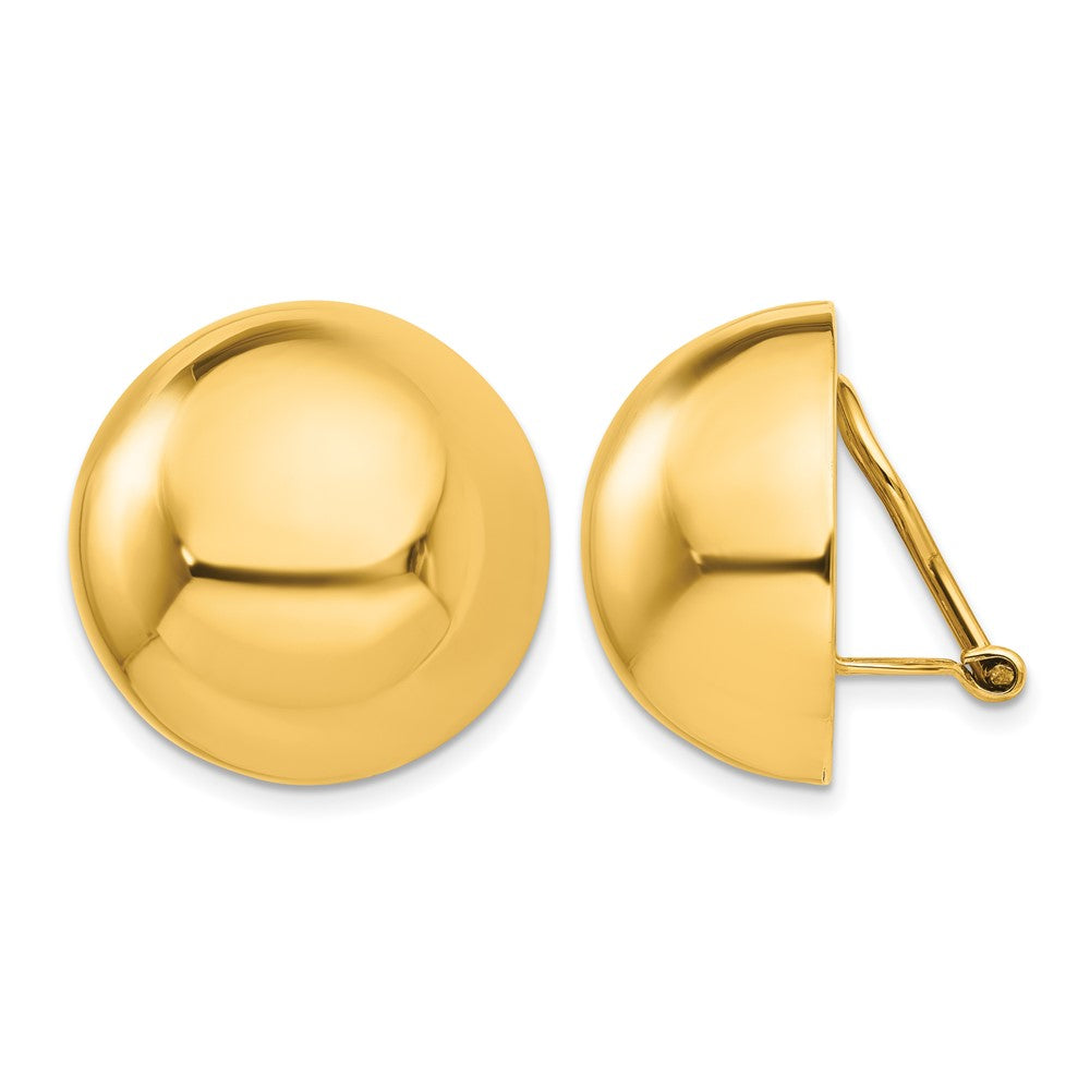 14k Omega Clip 20mm Half Ball Non-pierced Earrings