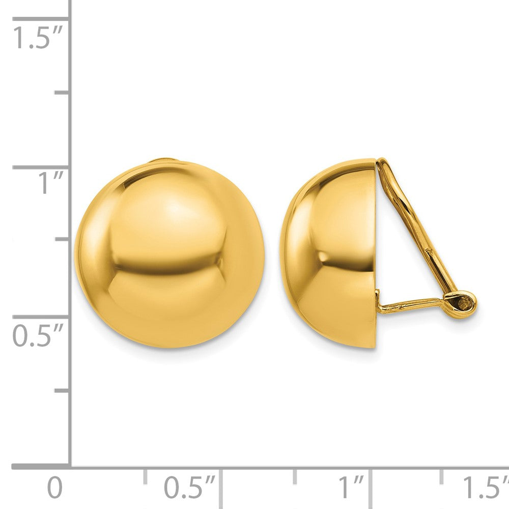 14k Omega Clip 16mm Half Ball Non-pierced Earrings