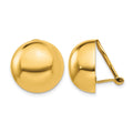 14k Omega Clip 16mm Half Ball Non-pierced Earrings
